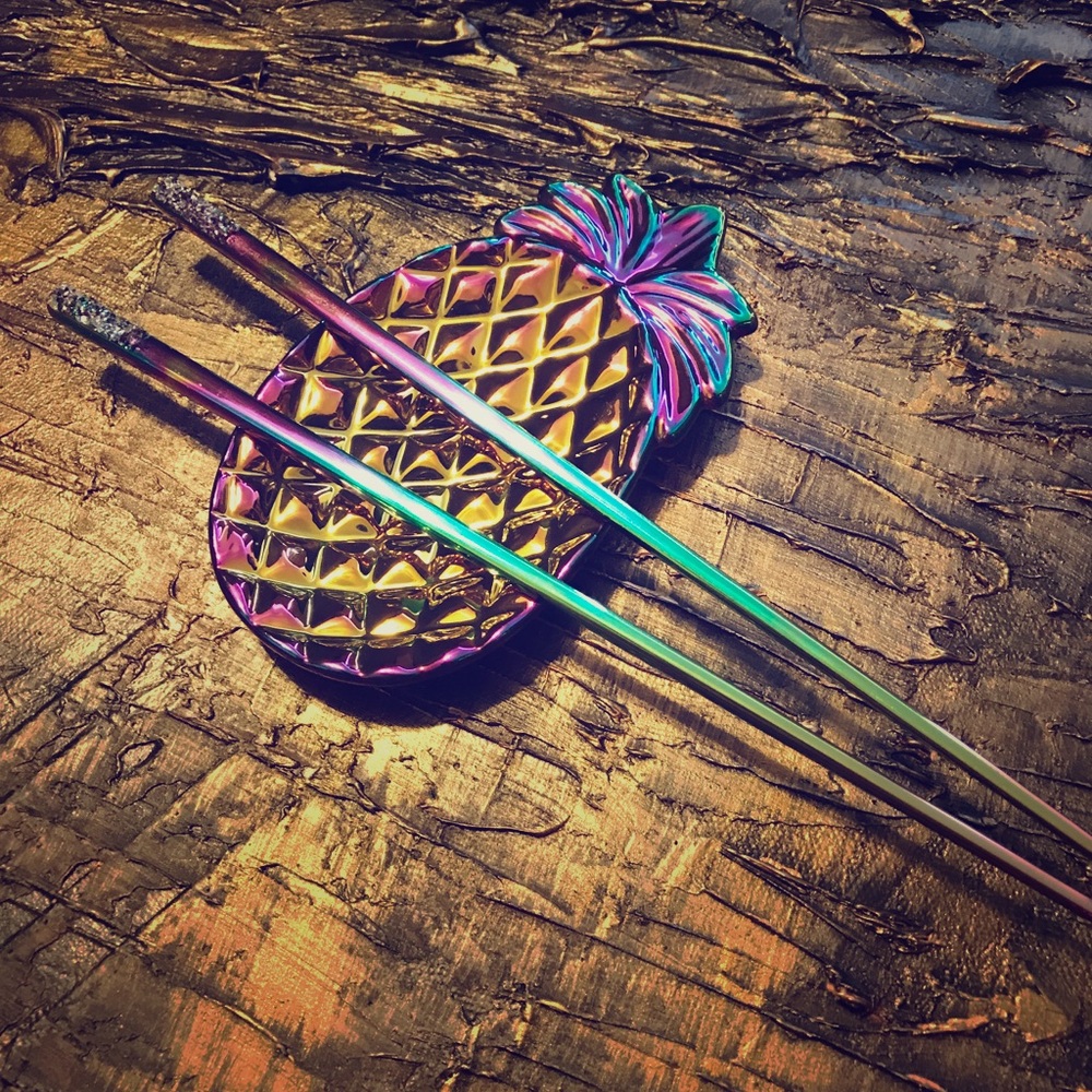 Rainbow chopsticks hair accessory with free gift